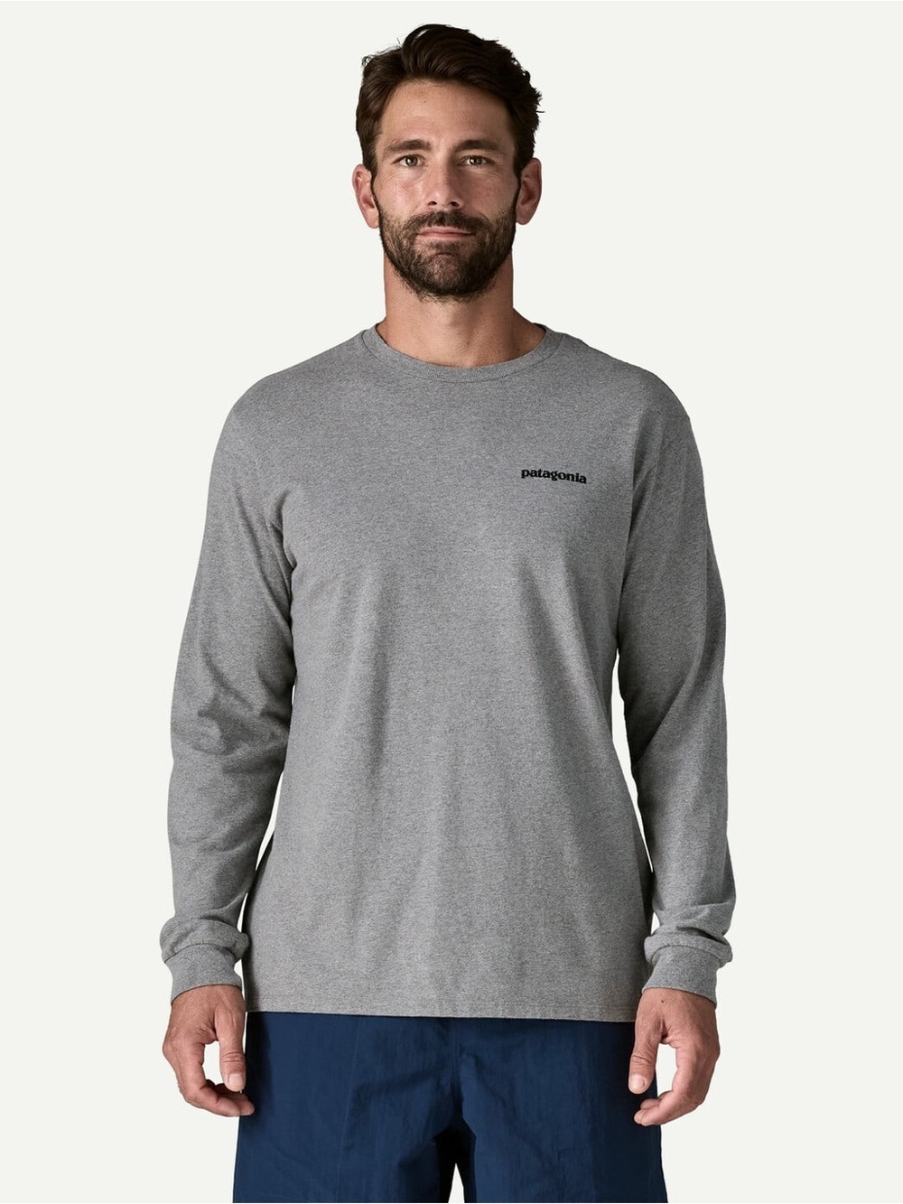 Patagonia P-6 Logo Responsibili-Tee Long Sleeve XS Gray Gravel Heather Unisex